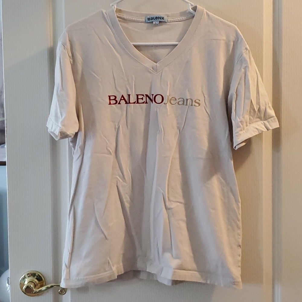 Baleno Jeans Mens Cream V Neck T-Shirt